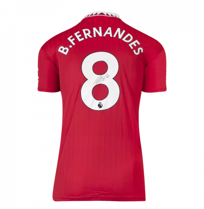 Bruno Fernandes Back Signed Manchester United 2022-23 Home Shirt In Deluxe Packaging