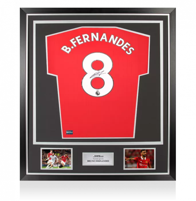 Bruno Fernandes Back Signed Manchester United 2022-23 Home Shirt In Classic Frame