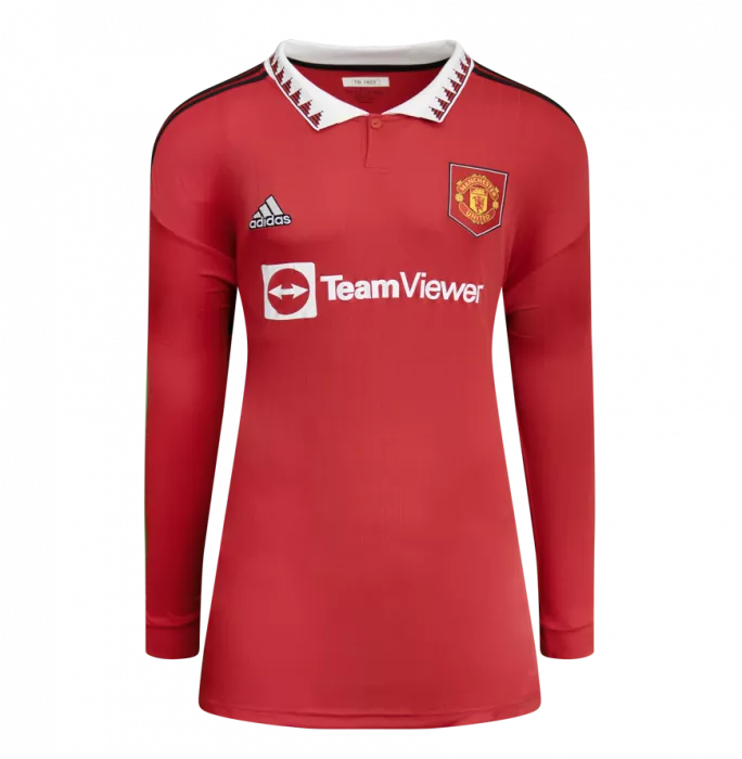 Bruno Fernandes Back Signed Manchester United 2022-23 Home Shirt In Deluxe Packaging