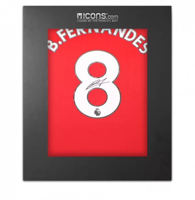 Bruno Fernandes Back Signed Manchester United 2022-23 Home Shirt In Deluxe Packaging
