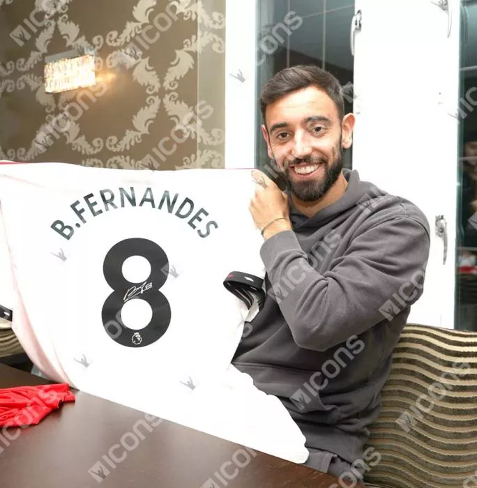 Bruno Fernandes Back Signed Manchester United 2022-23 Away Shirt In Hero Frame: Option 1