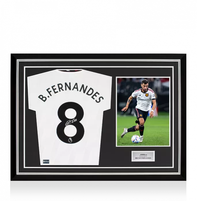 Bruno Fernandes Back Signed Manchester United 2022-23 Away Shirt In Hero Frame: Option 1