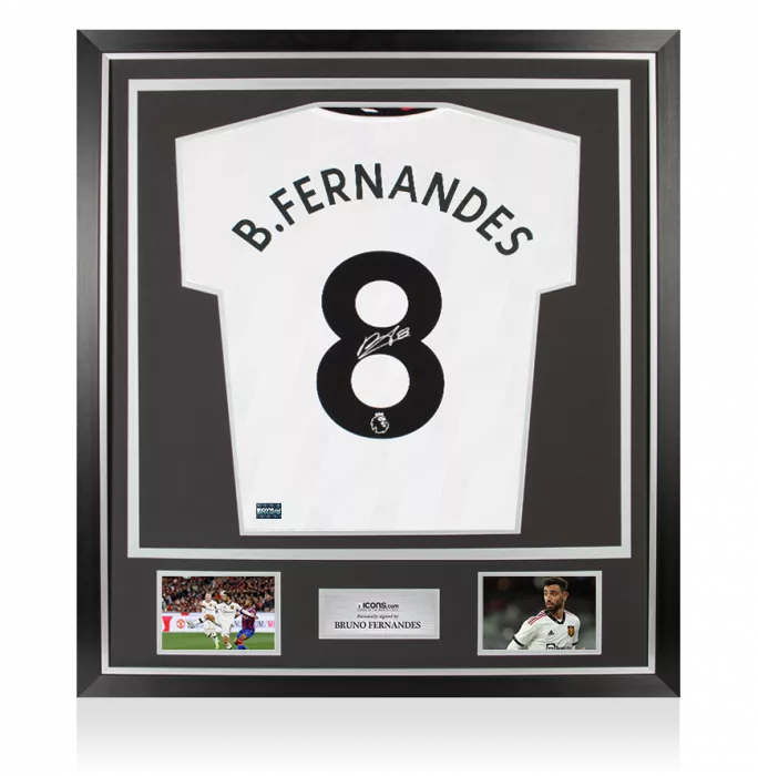Bruno Fernandes Back Signed Manchester United 2022-23 Away Shirt In Classic Frame