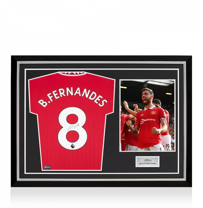 Bruno Fernandes Back Signed Manchester United 2022-23 Home Shirt In Hero Frame: Option 1