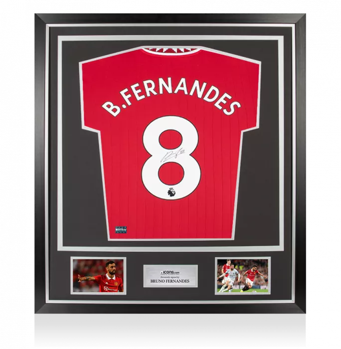 Bruno Fernandes Back Signed Manchester United 2022-23 Home Shirt In Classic Frame