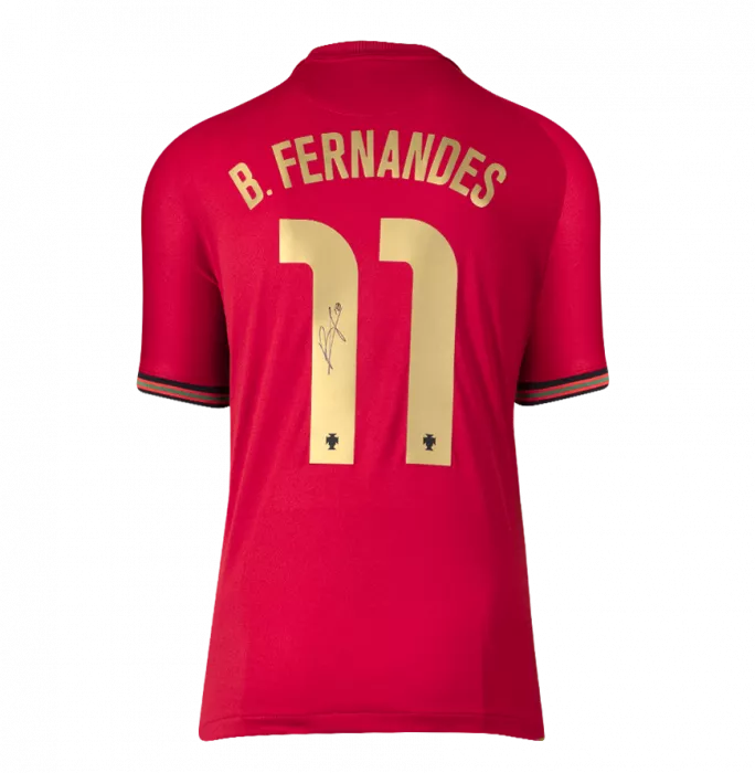 Bruno Fernandes Back Signed Portugal 2020-21 Home Shirt In Hero Frame: Option 1