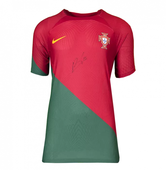Bruno Fernandes Front Signed Authentic Portugal 2022 Home Shirt