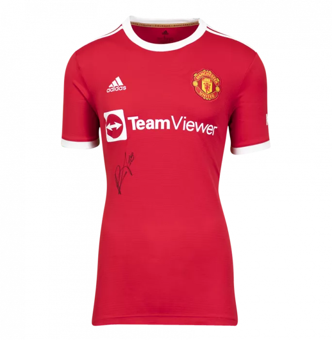 Bruno Fernandes Front Signed Manchester United 2021-22 Home Shirt In Hero Frame: Option 1