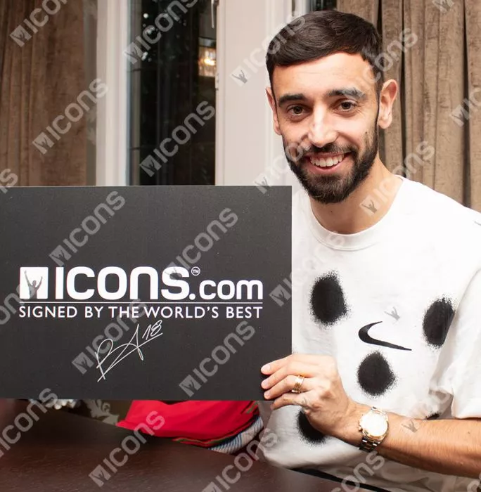 Bruno Fernandes Front Signed Portugal 2020-21 Home Shirt In Deluxe Packaging