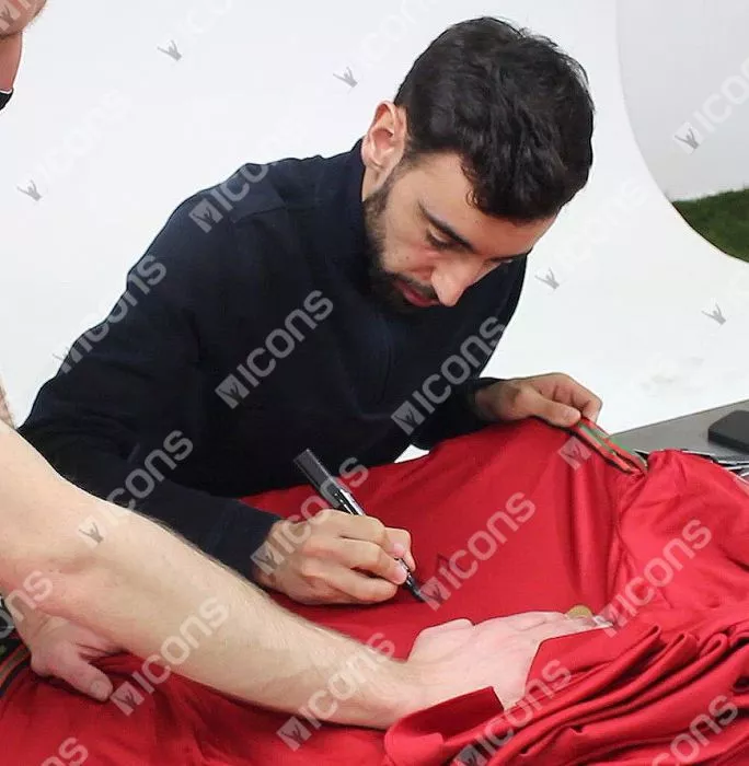 Bruno Fernandes & Joao Felix Signed Portugal 2020-21 Home Shirt: Fernandes "11" Edition