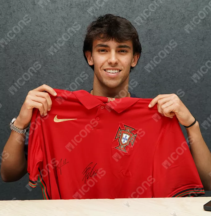Bruno Fernandes & Joao Felix Signed Portugal 2020-21 Home Shirt: Fernandes "11" Edition