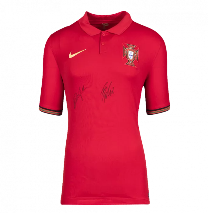 Bruno Fernandes & Joao Felix Signed Portugal 2020-21 Home Shirt: Fernandes "11" Edition