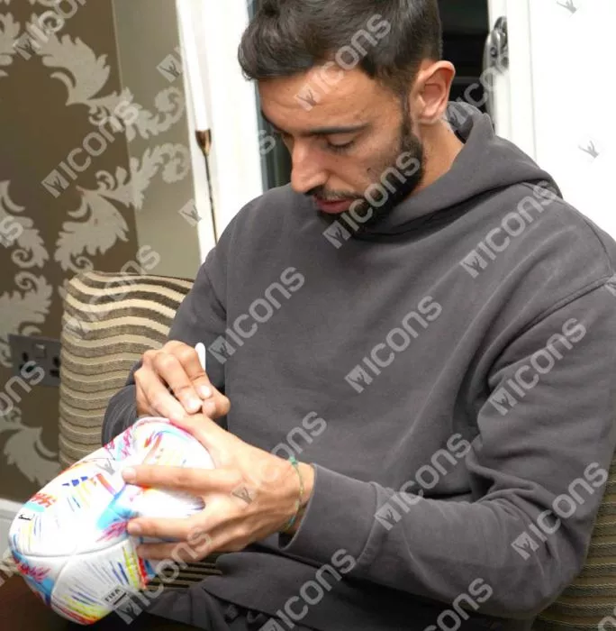 Bruno Fernandes Official 2022 FIFA World Cup™ Signed Football In Acrylic Case