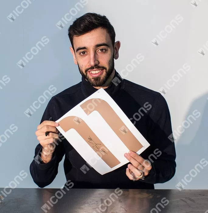 Bruno Fernandes Official FIFA World Cup™ Signed And Hero Framed Portugal 2020-21 Home Shirt With Fan Style Numbers