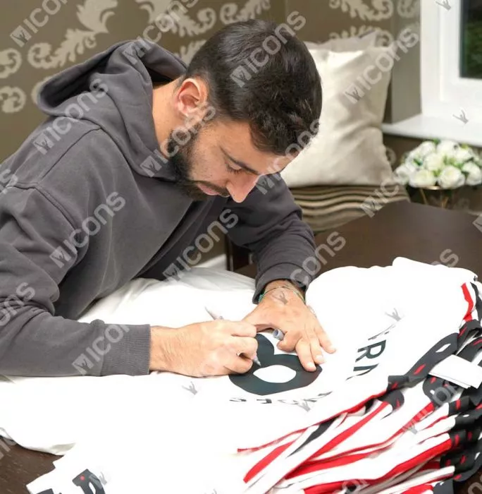 Bruno Fernandes Official UEFA Europa League Back Signed Manchester United 2022-23 Away Shirt