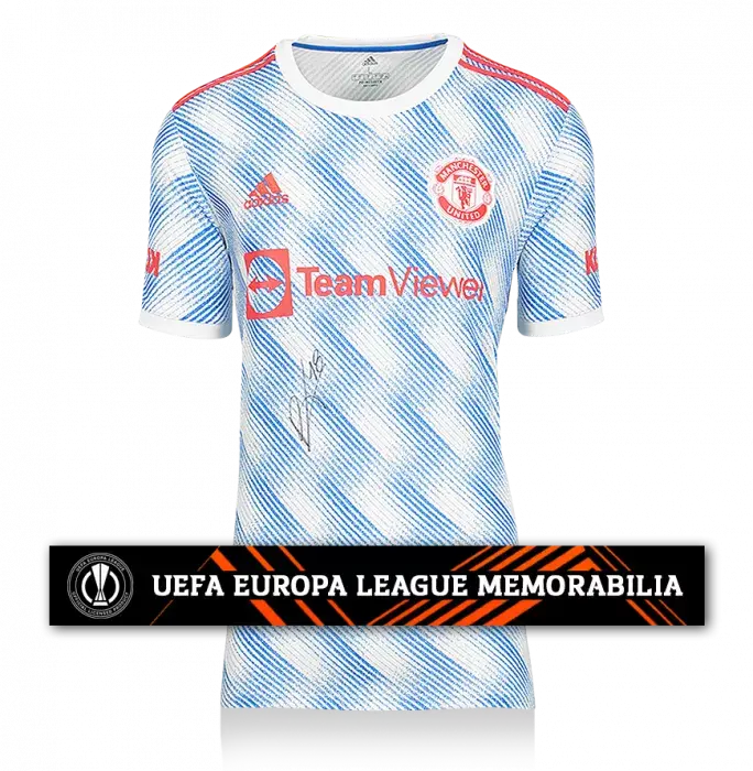 Bruno Fernandes Official UEFA Europa League Front Signed Manchester United 2021-22 Away Shirt
