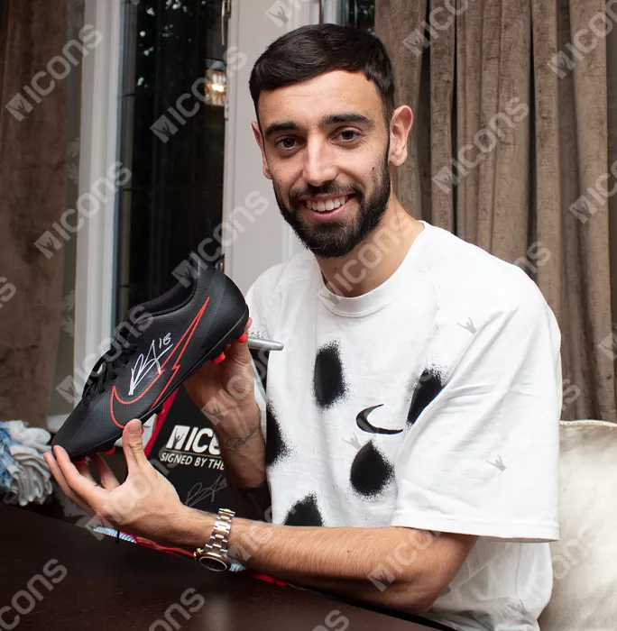 Bruno Fernandes Signed Black And Red Nike Vapor Boot