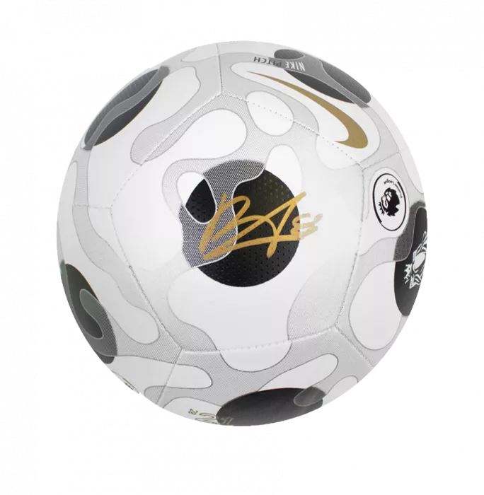 Bruno Fernandes Signed Nike Premier League Pitch Football In Acrylic Case