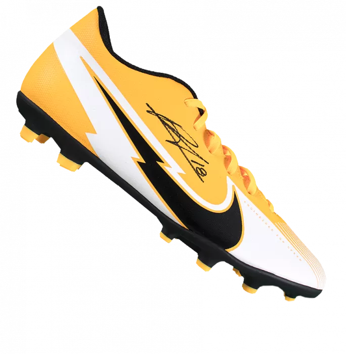 Bruno Fernandes Signed Orange and White Mercurial Vapor Boot