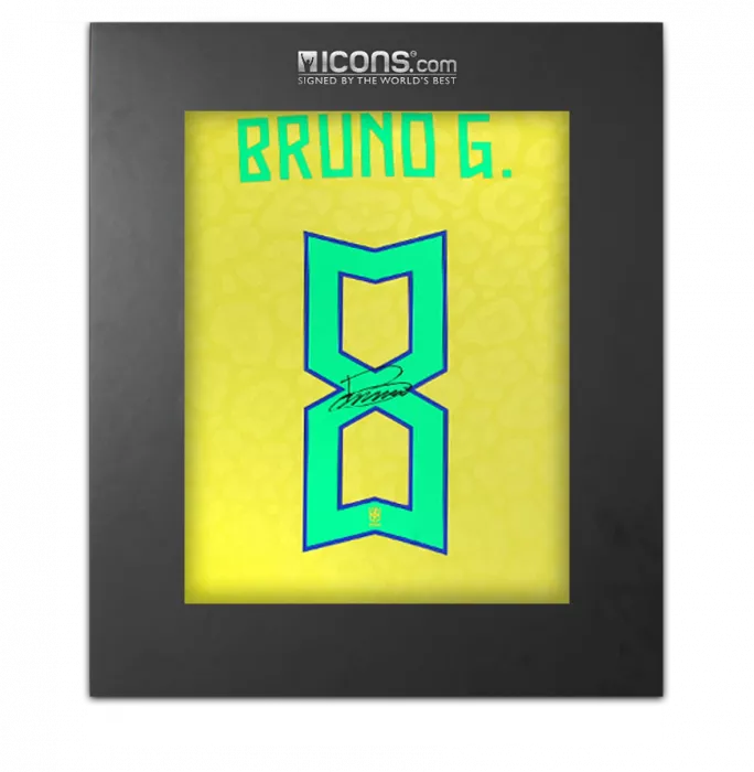 Bruno Guimarães Back Signed Brazil 2022 Home Shirt In Deluxe Packaging