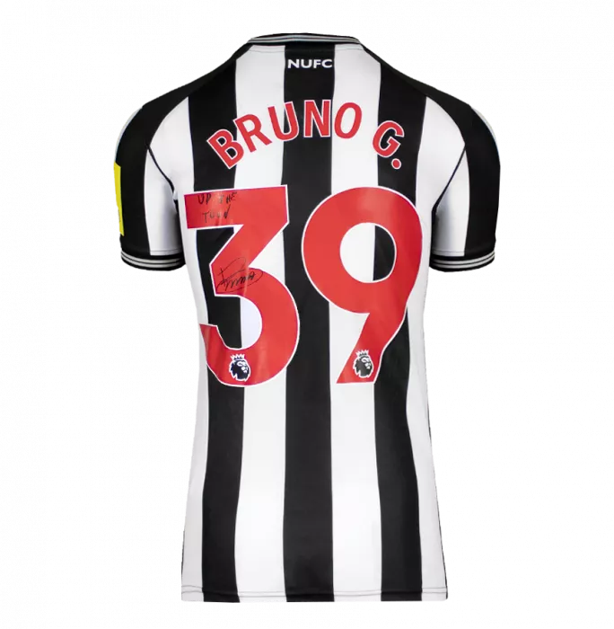 Bruno Guimarães Back Signed Newcastle United 2023-24 Home Shirt - Up The Toon Inscription In Hero Frame: Option 1