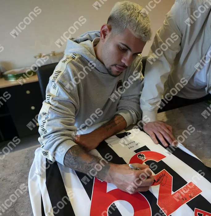 Bruno Guimarães Back Signed Newcastle United 2023-24 Home Shirt - Up The Toon Inscription In Classic Frame