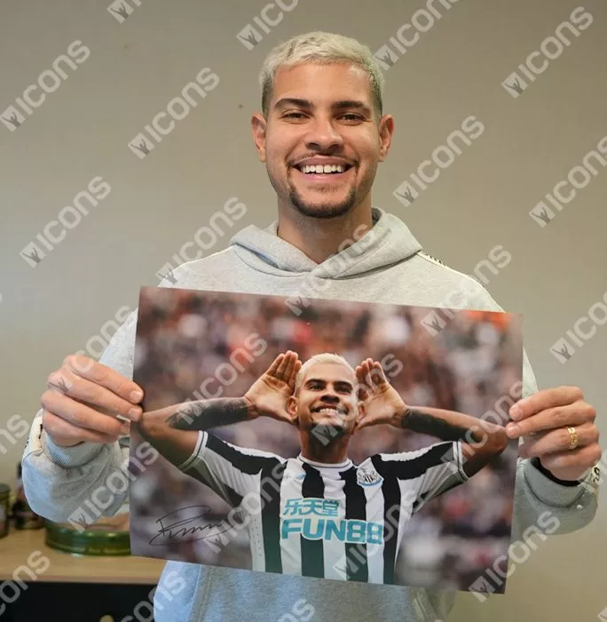 Bruno Guimarães Signed Newcastle United Photo In Black Wooden Frame: Geordie Legend