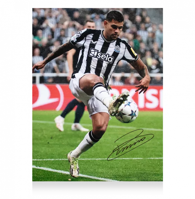 Bruno Guimarães Signed Newcastle United Photo In Black Wooden Frame: UEFA Champions League