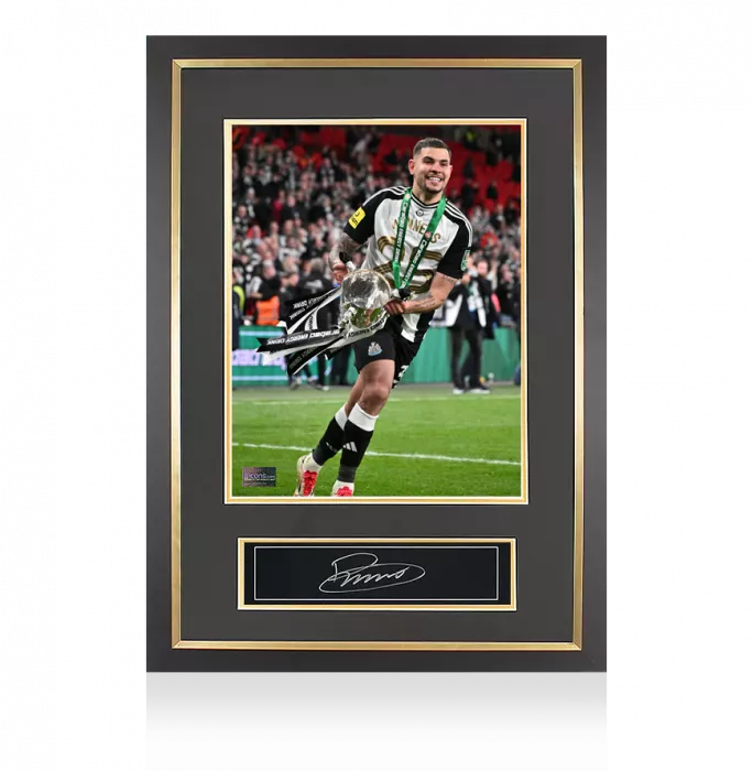 Bruno Guimaraes Signed Plaque And Photo Frame: 2025 Carabao Cup Winner