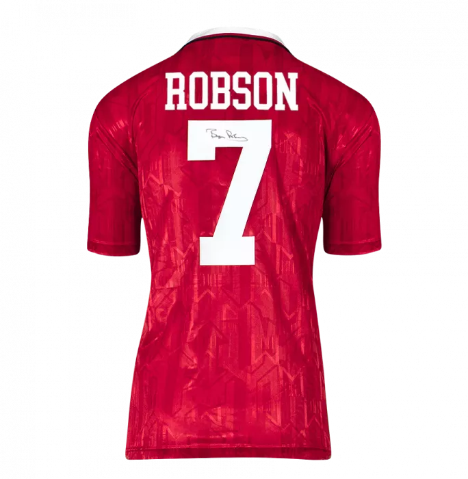 Bryan Robson Back Signed Manchester United 1994 Home Shirt In Deluxe Packaging