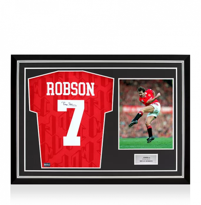 Bryan Robson Back Signed Manchester United 1994 Home Shirt In Hero Frame: Option 1
