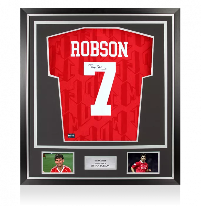 Bryan Robson Back Signed Manchester United 1994 Home Shirt In Classic Frame