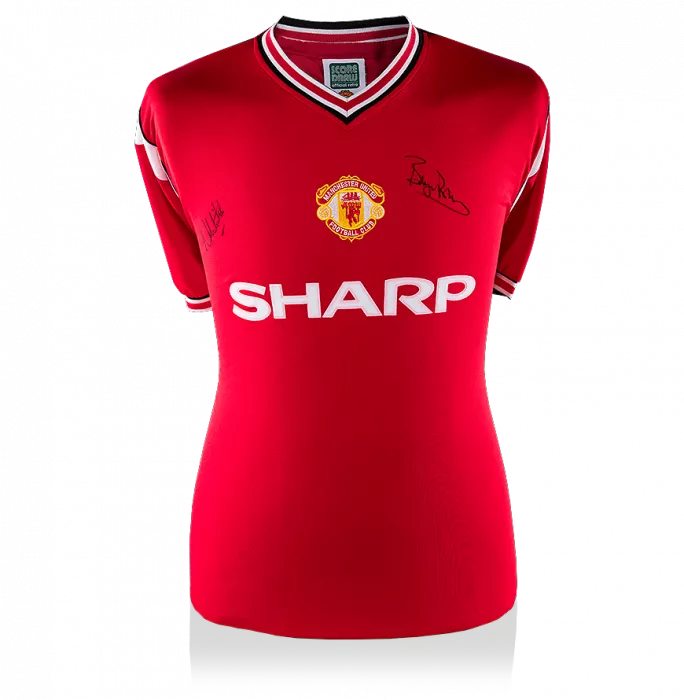 Bryan Robson & Norman Whiteside Signed Manchester United Shirt: 1985 FA Cup Final Edition