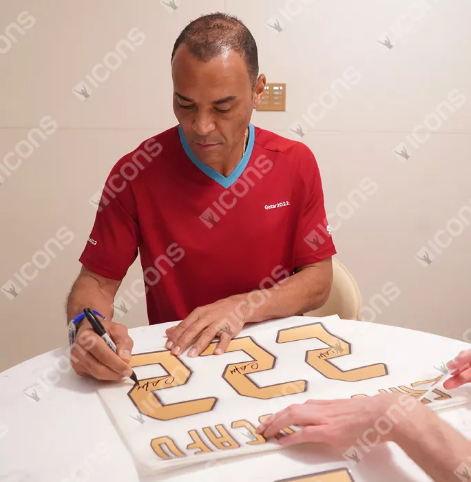 Cafu Back Official AC Milan Signed And Framed 1995-96 Home Shirt With Fan Style Number