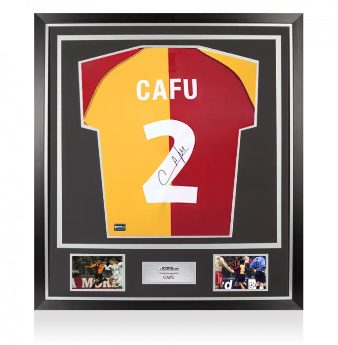Cafu Back Signed AS Roma 2001-02 Shirt In Classic Frame