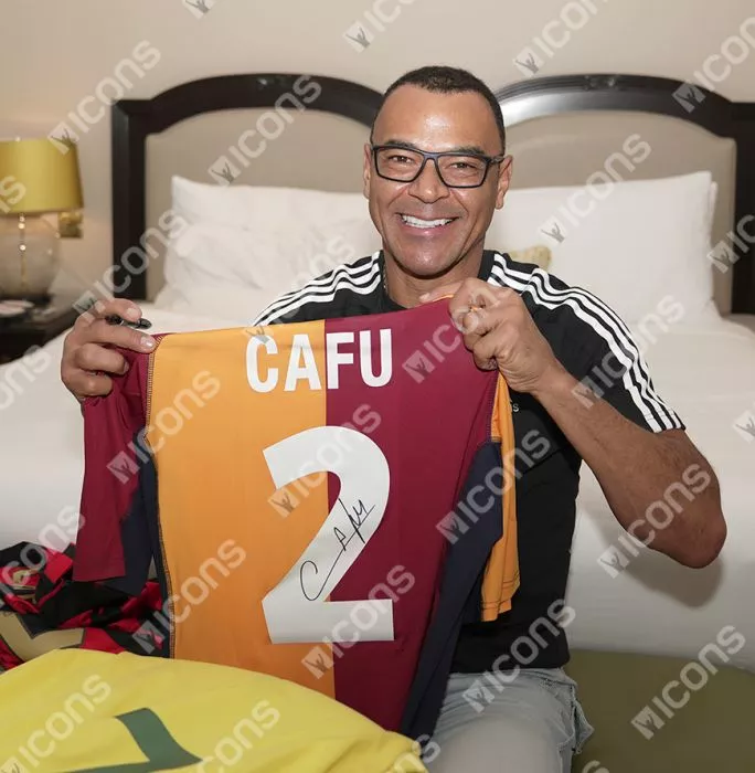 Cafu Back Signed AS Roma 2001-02 Shirt In Hero Frame: Option 1