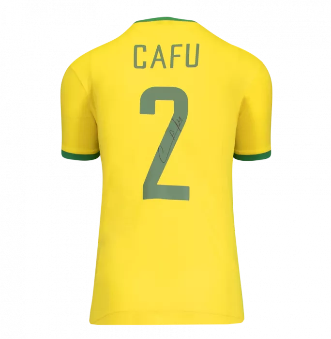 Cafu Back Signed Brazil 1970 Retro Home Shirt In Deluxe Packaging