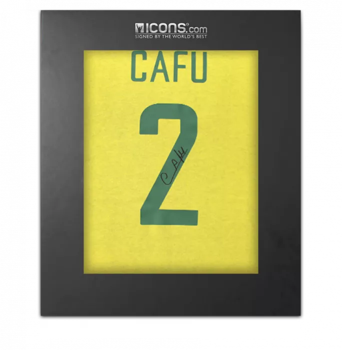 Cafu Back Signed Brazil 1970 Retro Home Shirt In Deluxe Packaging