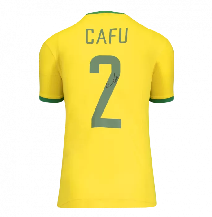 Cafu Back Signed Brazil 1970 T-Shirt In Classic Frame
