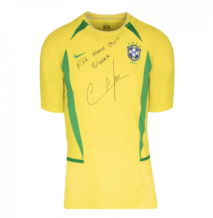 Cafu Front Signed Brazil 2002 Home Shirt - "FIFA World Cup Winner" Inscription In Hero Frame: Option 1