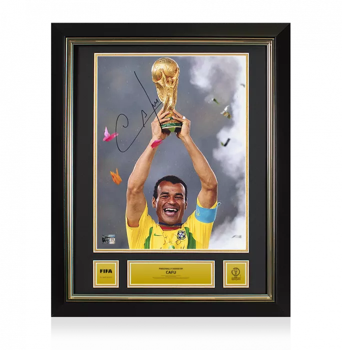 Cafu Official 2002 FIFA World Cup™ Signed and Framed Brazil Photo: 2002 Winner