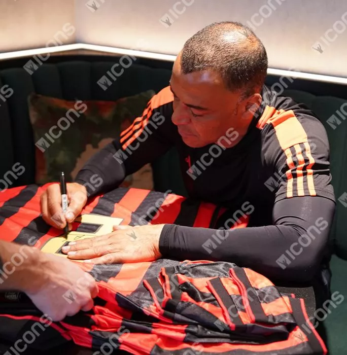 Cafu Official UEFA Champions League Back Signed And Hero Framed AC Milan Retro Home Shirt