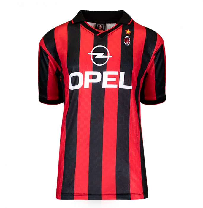 Cafu Official UEFA Champions League Back Signed And Framed AC Milan Retro Home Shirt