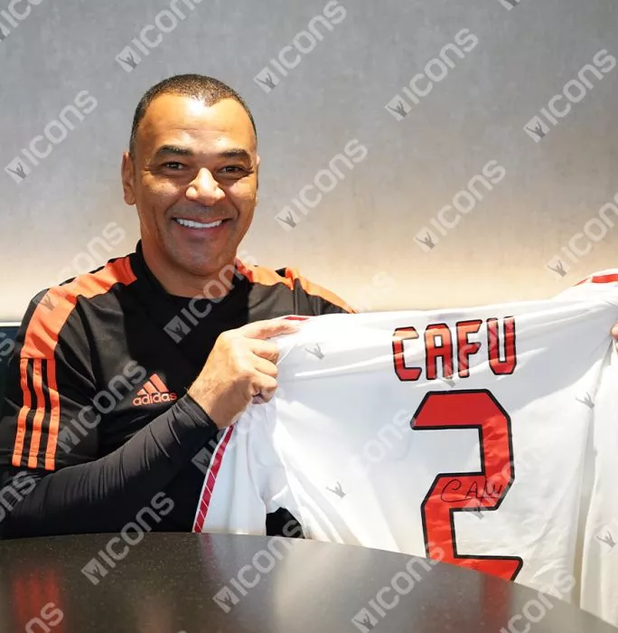 Cafu Official UEFA Champions League Back Signed And Framed AC Milan 2005-06 Away Shirt