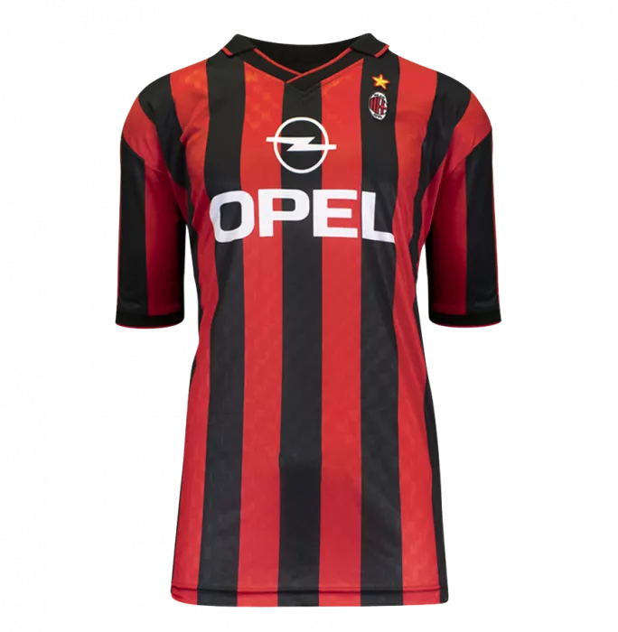 Cafu Official UEFA Champions League Back Signed And Framed AC Milan Retro Home Shirt With Fan Style Number