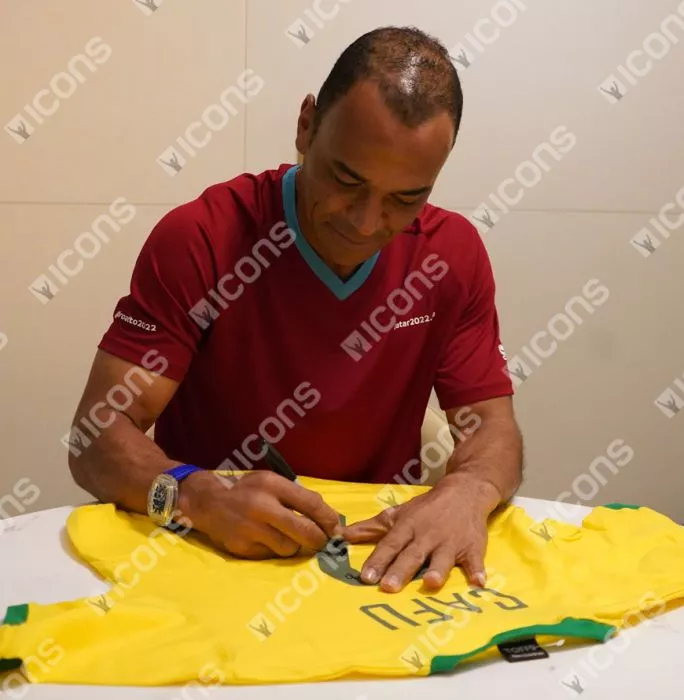 Cafu & Raphinha Signed Brazil Shirts In Classic Dual Frame