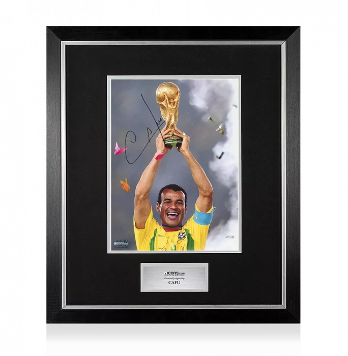 Cafu Signed Brazil Photo In Premium Photo Frame: 2002 FIFA World Cup Winner
