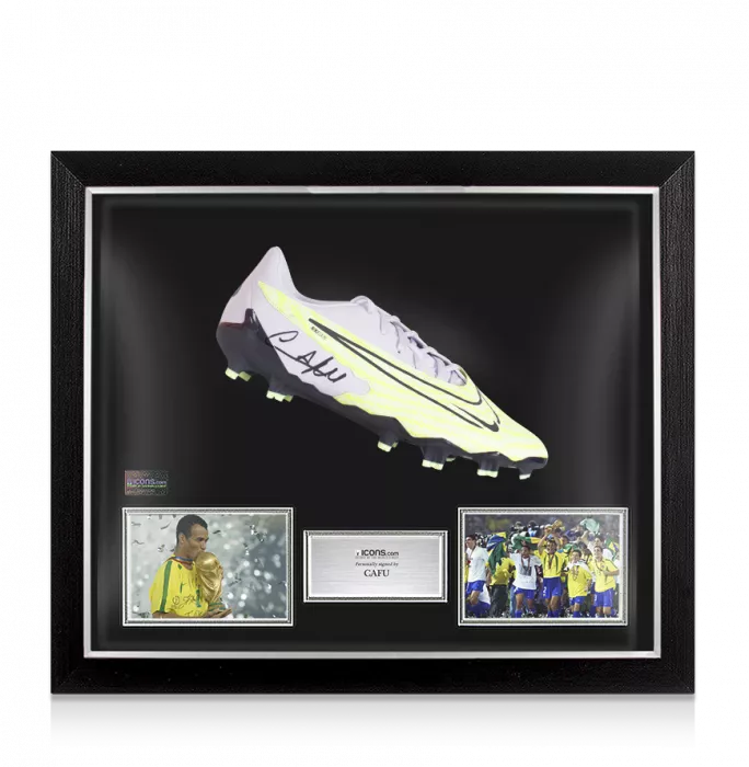 Cafu Signed Silver Nike Phantom GX Academy Boot In Bubble Frame: Option 1