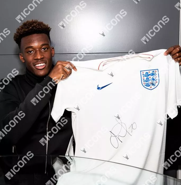 Callum Hudson-Odoi Front Signed England 2018 Home Shirt