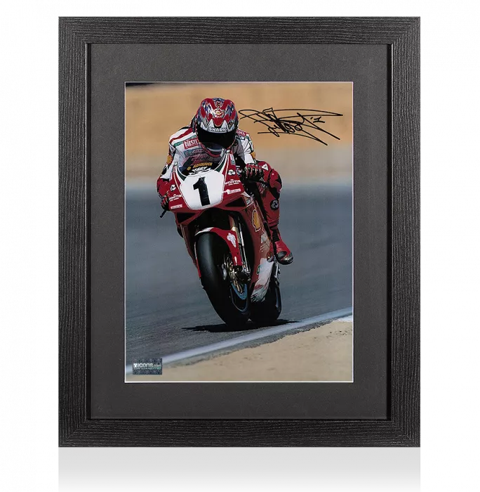 Carl Fogarty Signed Photo In Black Wooden Frame: King Of The Track